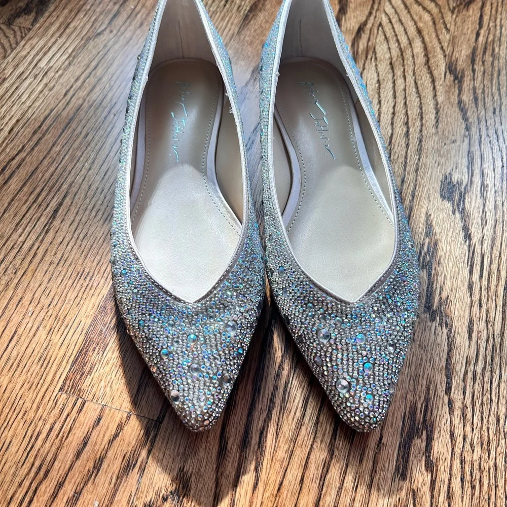 Betsey Johnson Iridescent Crystal Embellished Pointed Toe Flats